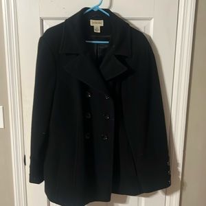 Black, short, pea coat. St. John’s Bay, size 2x. Double buttons.